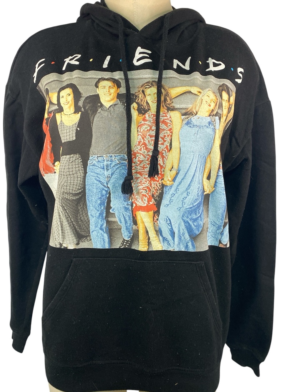 FRIENDS Black Pullover Hoodie with Cast Graphic Women’s Medium